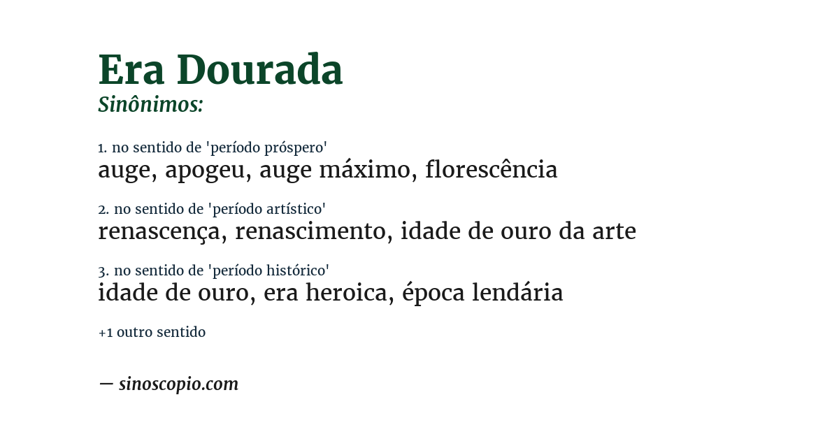 Sinônimo de era dourada
