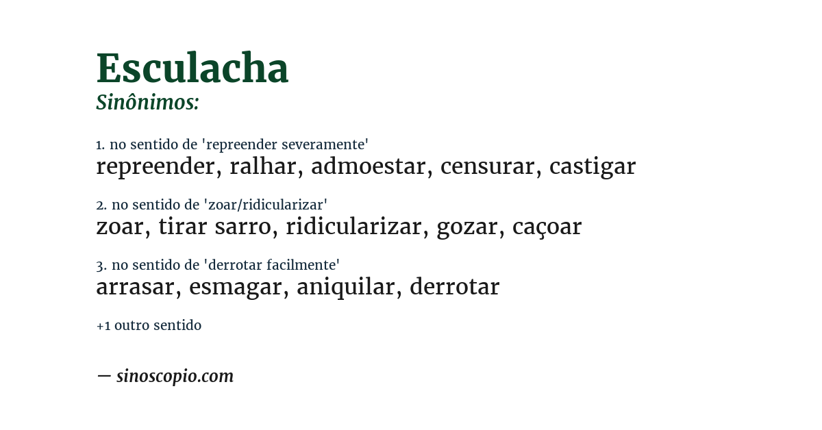 Sinônimo de esculacha