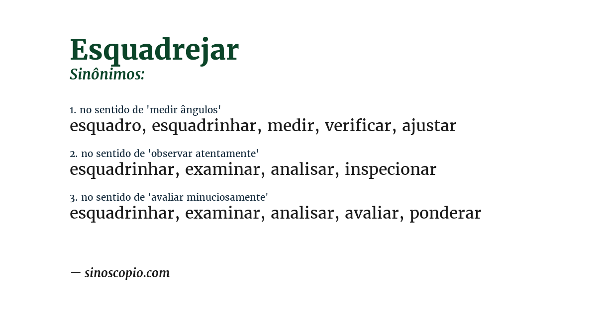 Sinônimo de esquadrejar