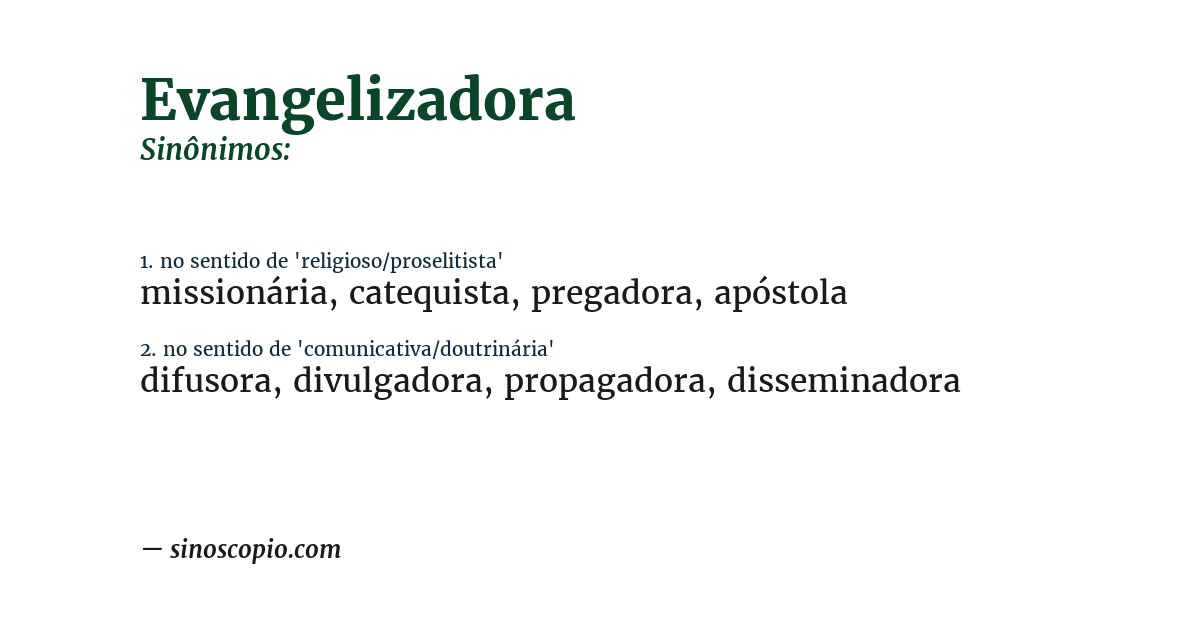 Sinônimo de evangelizadora