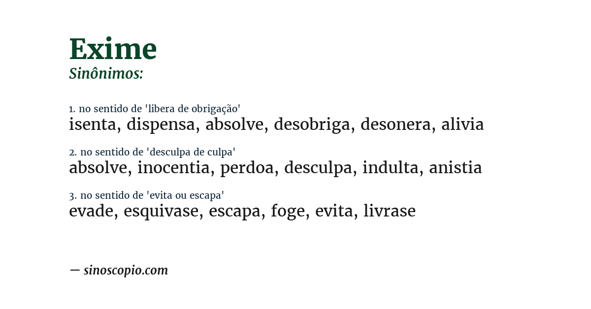 Sinônimo de exime