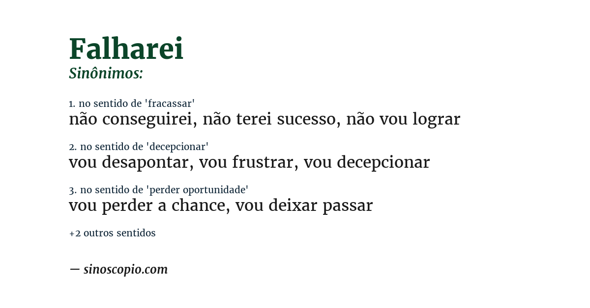 Sinônimo de falharei