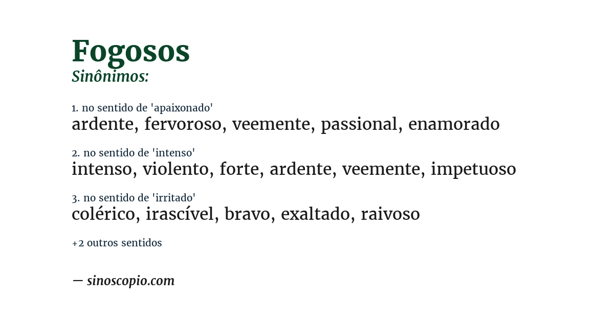 Sinônimo de fogosos