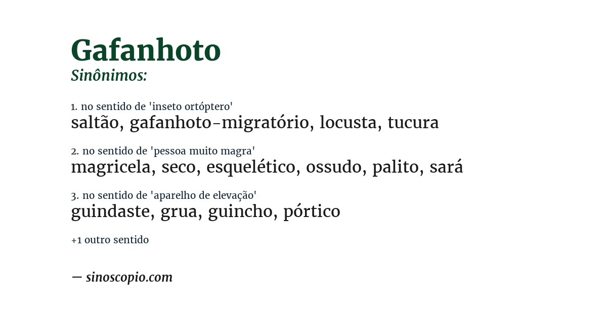 Sinônimo de gafanhoto