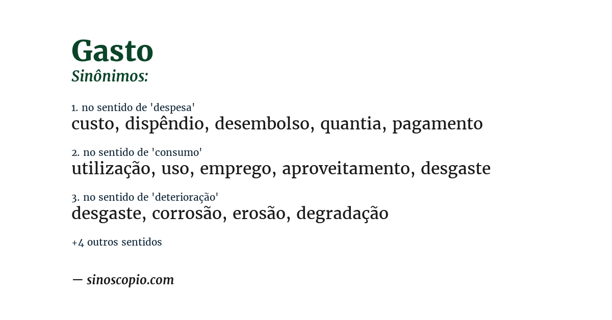 Sinônimo de gasto