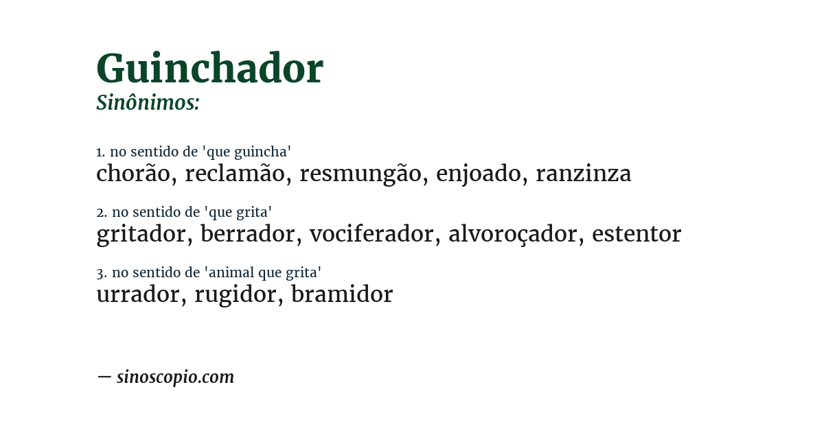 Sinônimo de guinchador