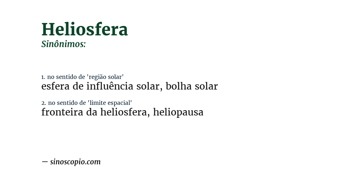 Sinônimo de heliosfera