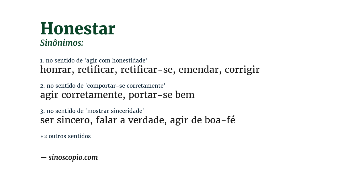 Sinônimo de honestar