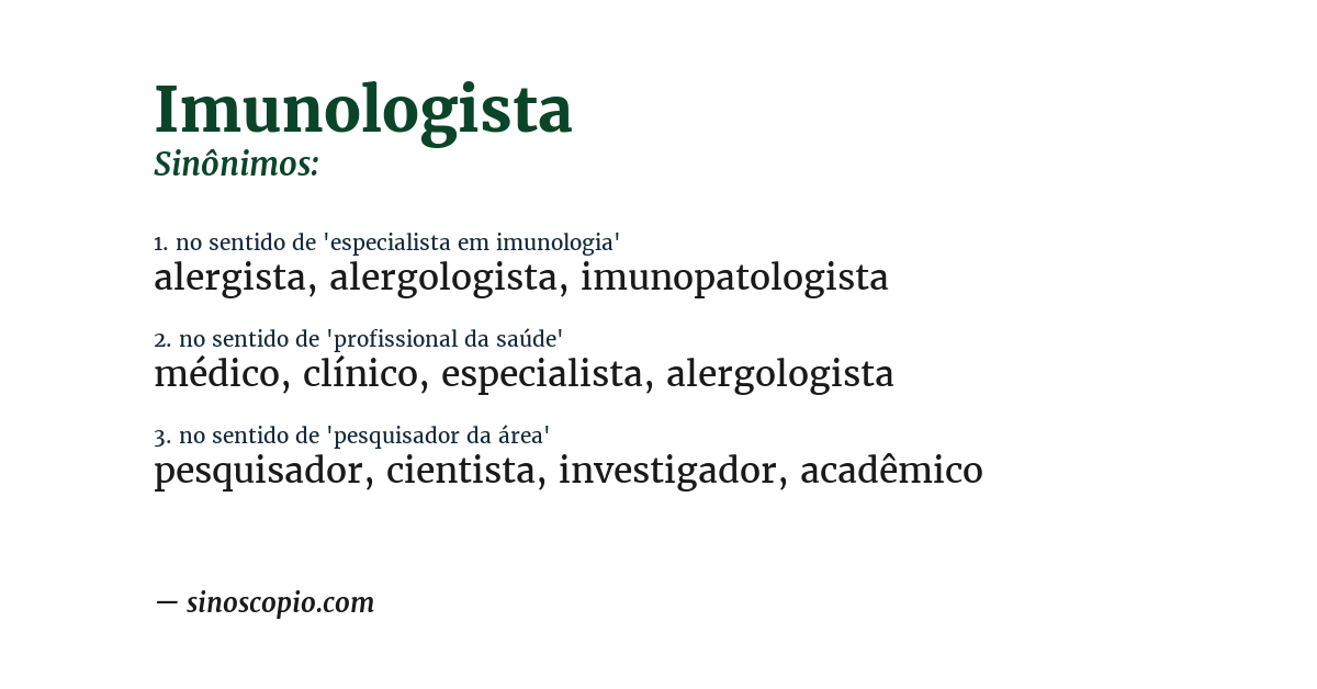 Sinônimo de imunologista
