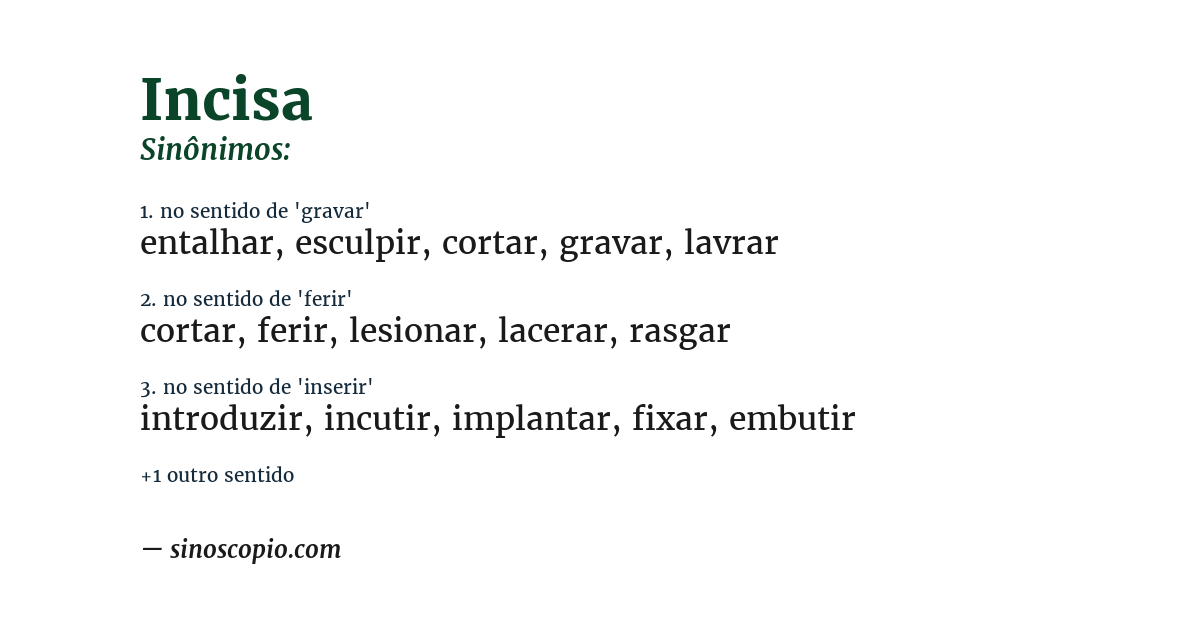Sinônimo de incisa