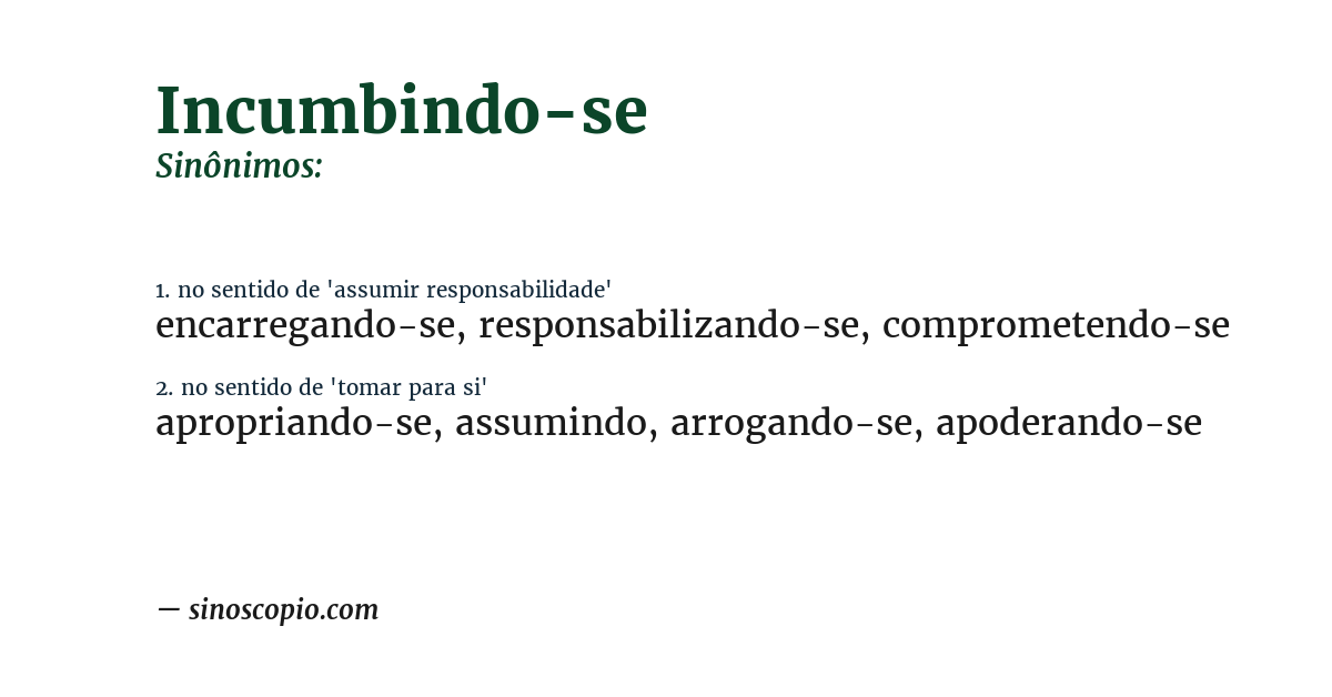Sinônimo de incumbindo-se