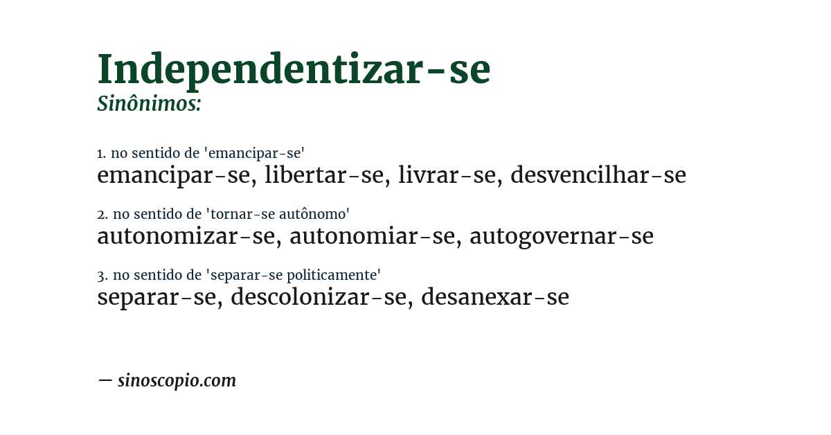 Sinônimo de independentizar-se
