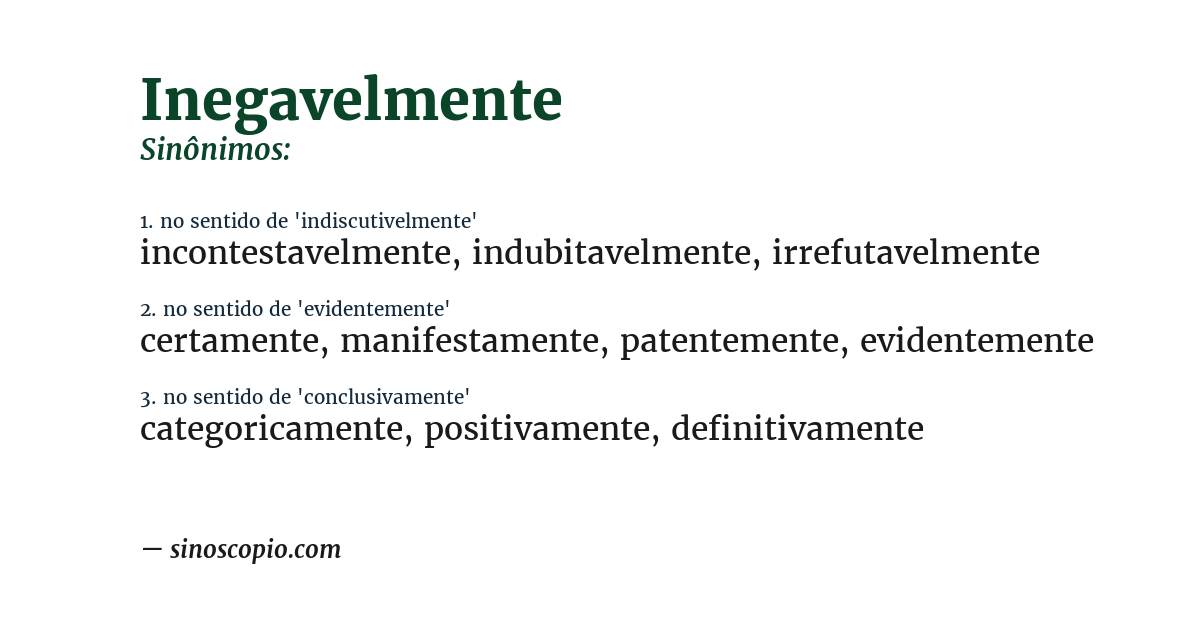 Sinônimo de inegavelmente