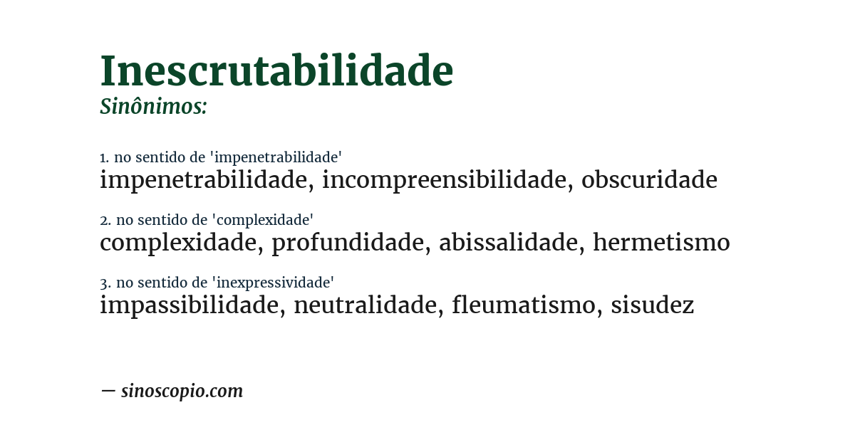 Sinônimo de inescrutabilidade