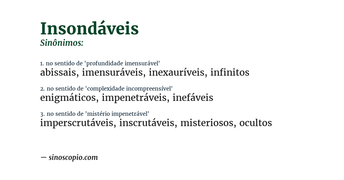Sinônimo de insondáveis