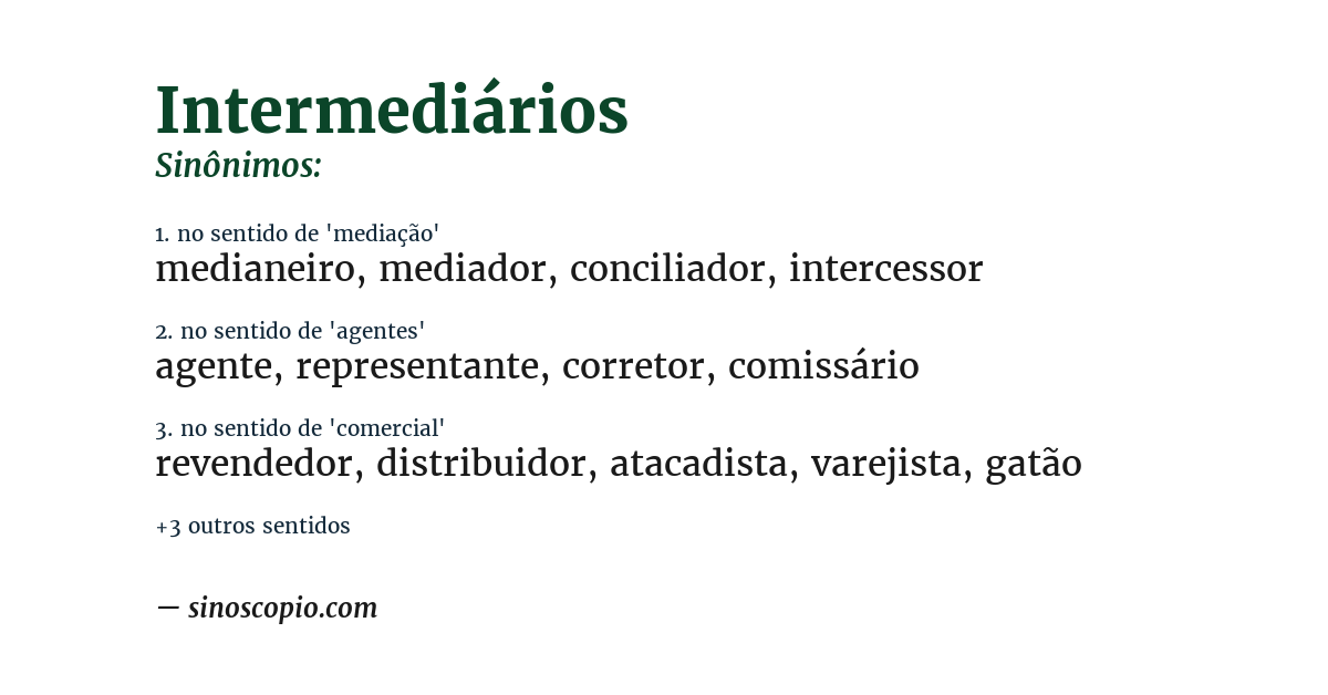 Sinônimo de intermediários