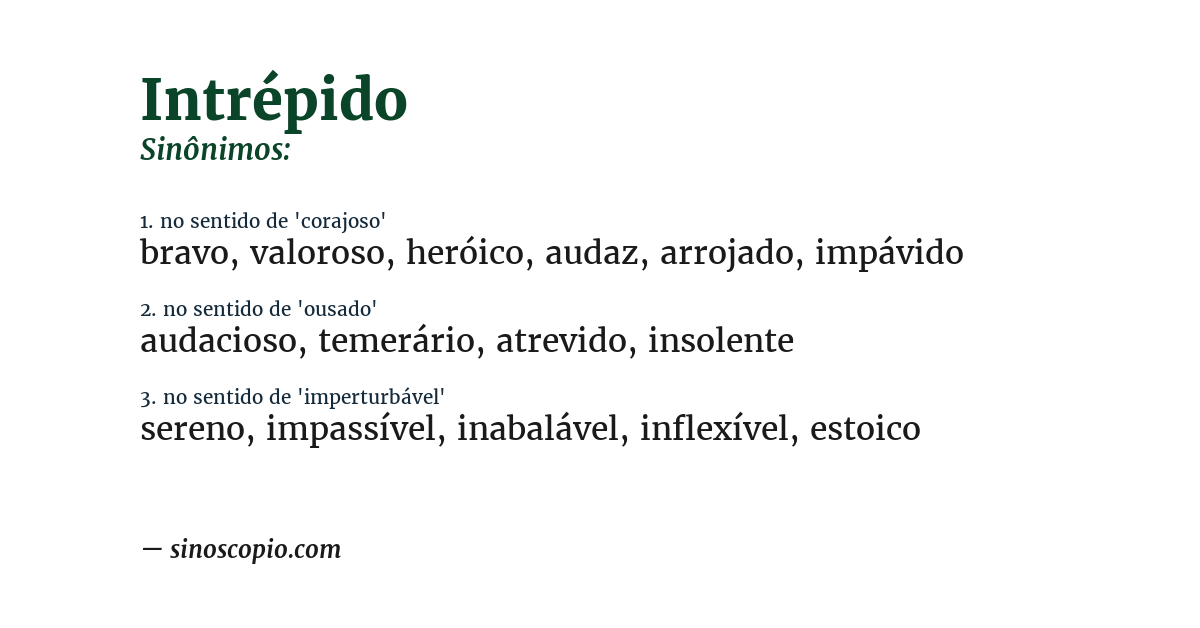 Sinônimo de intrépido
