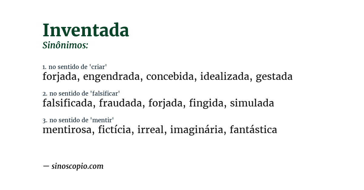 Sinônimo de inventada