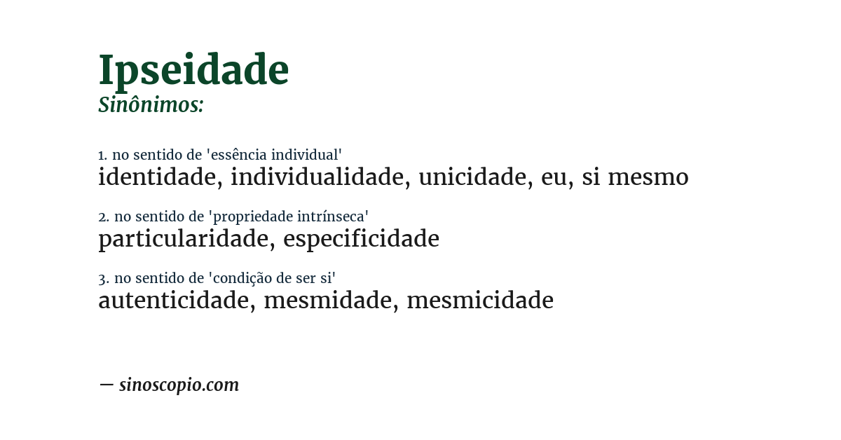 Sinônimo de ipseidade