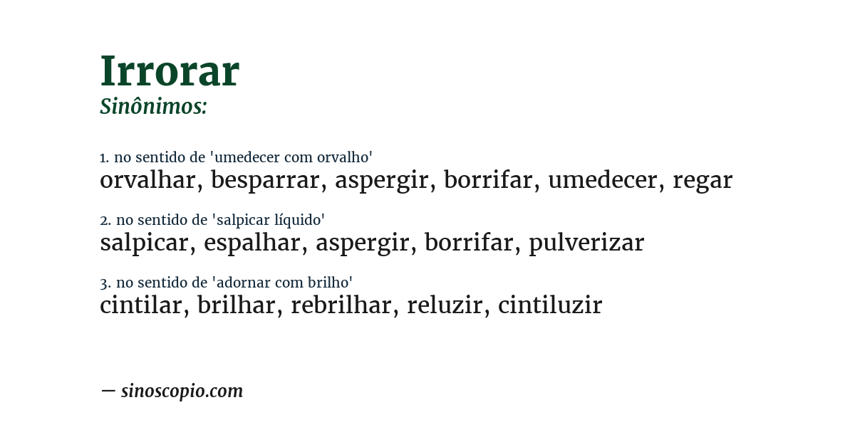 Sinônimo de irrorar