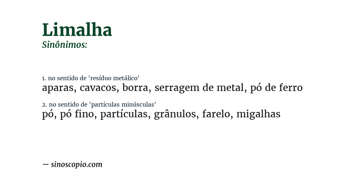 Sinônimo de limalha