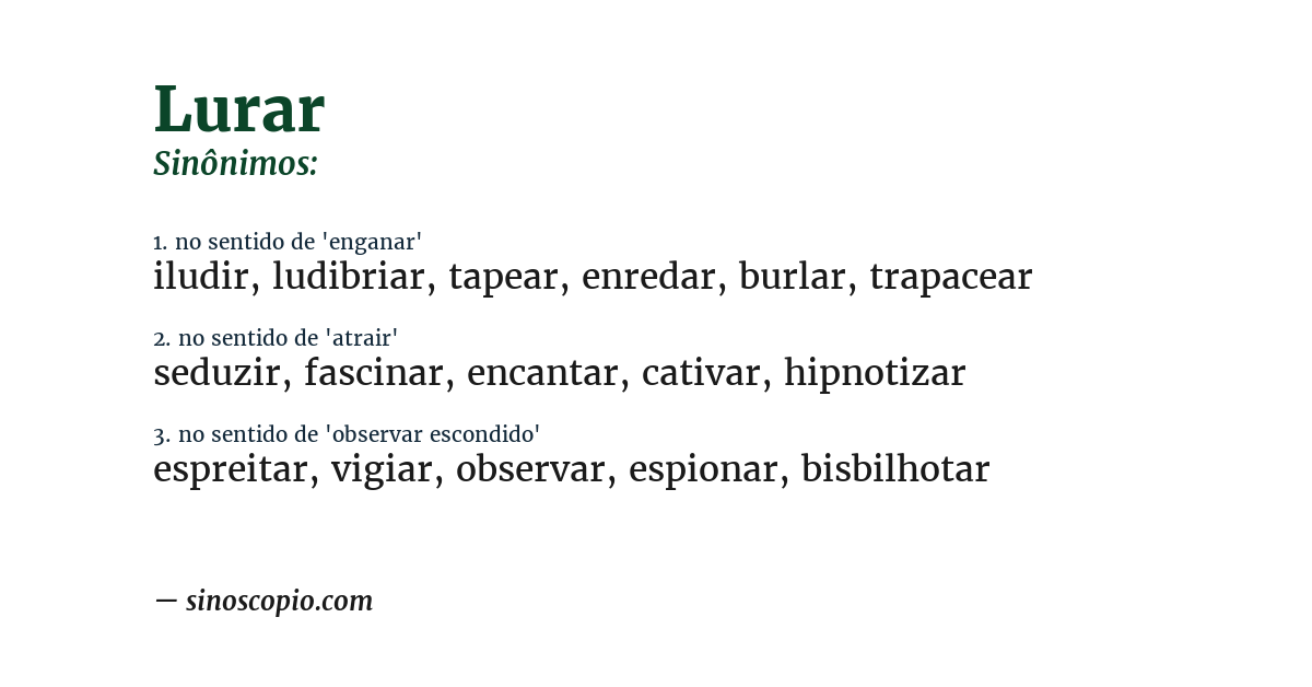 Sinônimo de lurar