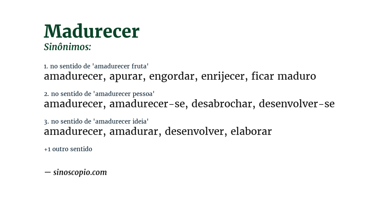 Sinônimo de madurecer