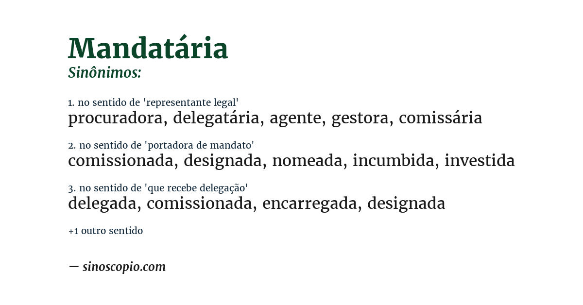 Sinônimo de mandatária