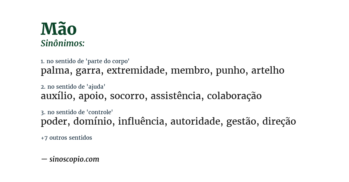 Sinônimo de mão