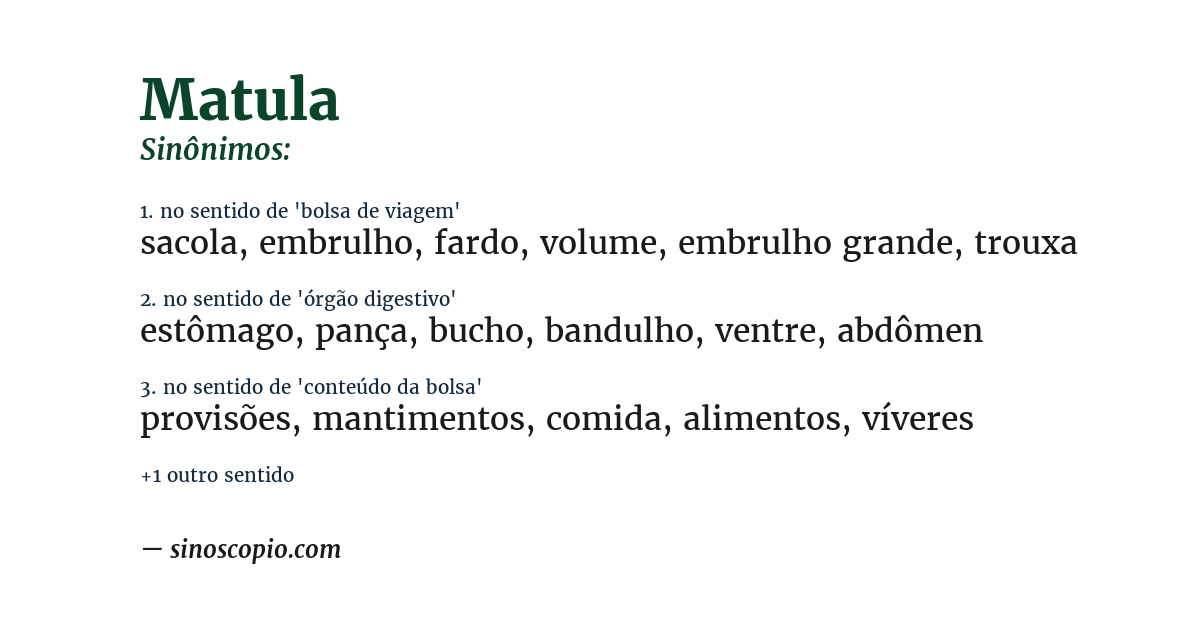 Sinônimo de matula