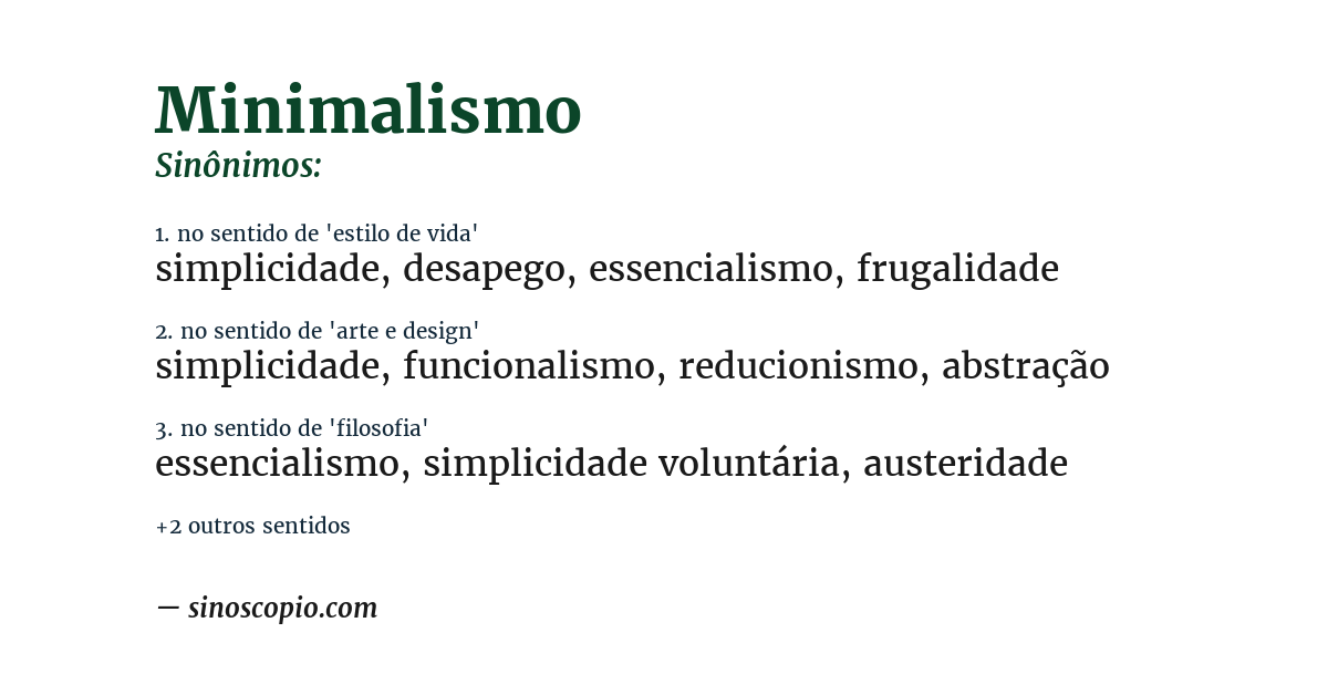 Sinônimo de minimalismo