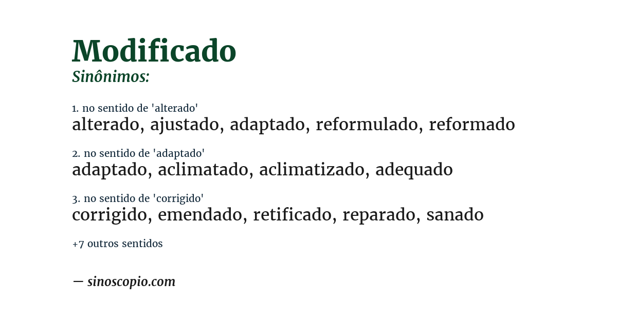 Sinônimo de modificado
