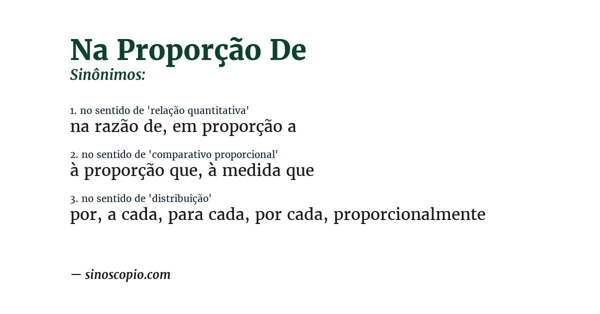 Sinônimo de na proporção de