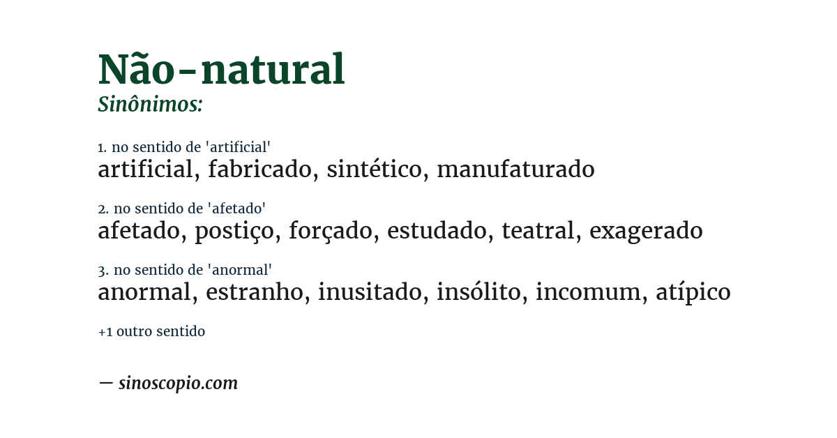 Sinônimo de não-natural