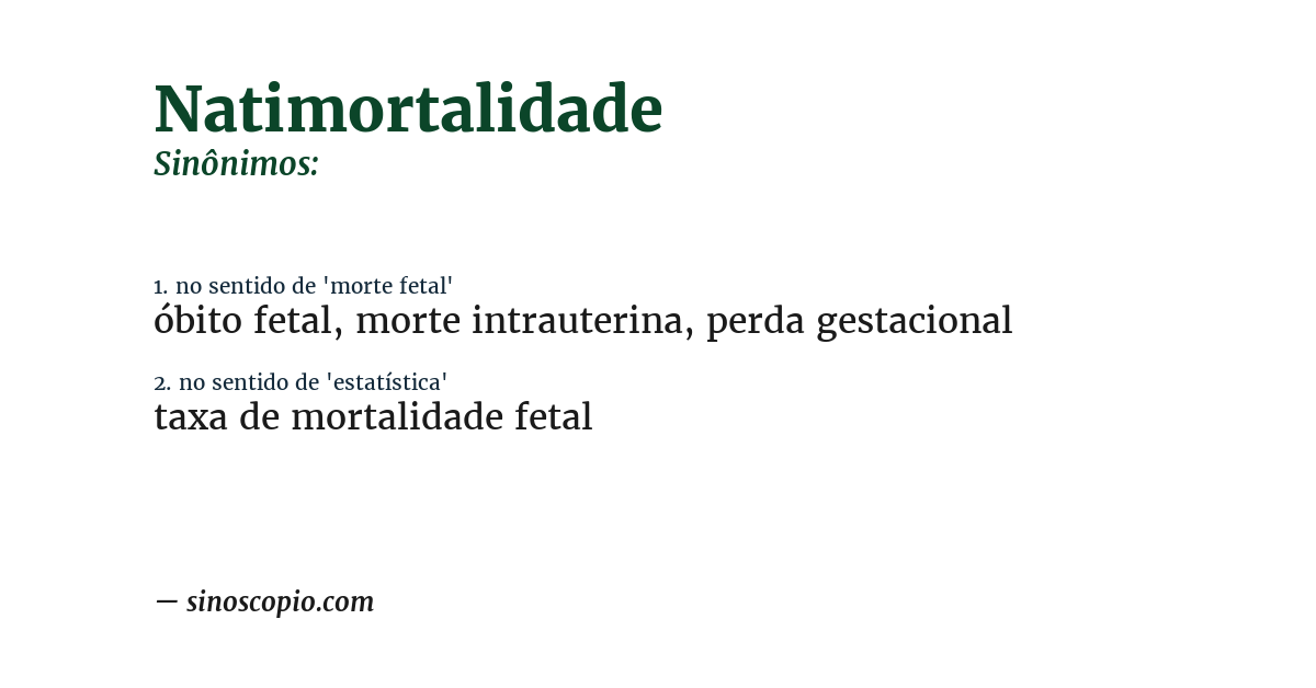 Sinônimo de natimortalidade