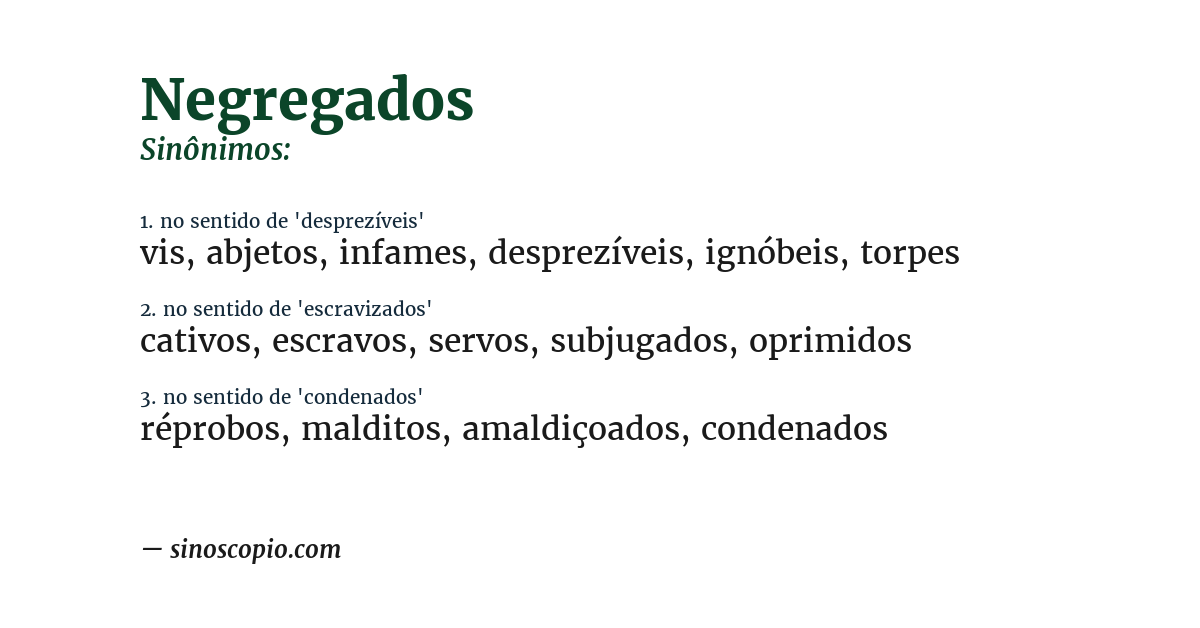 Sinônimo de negregados