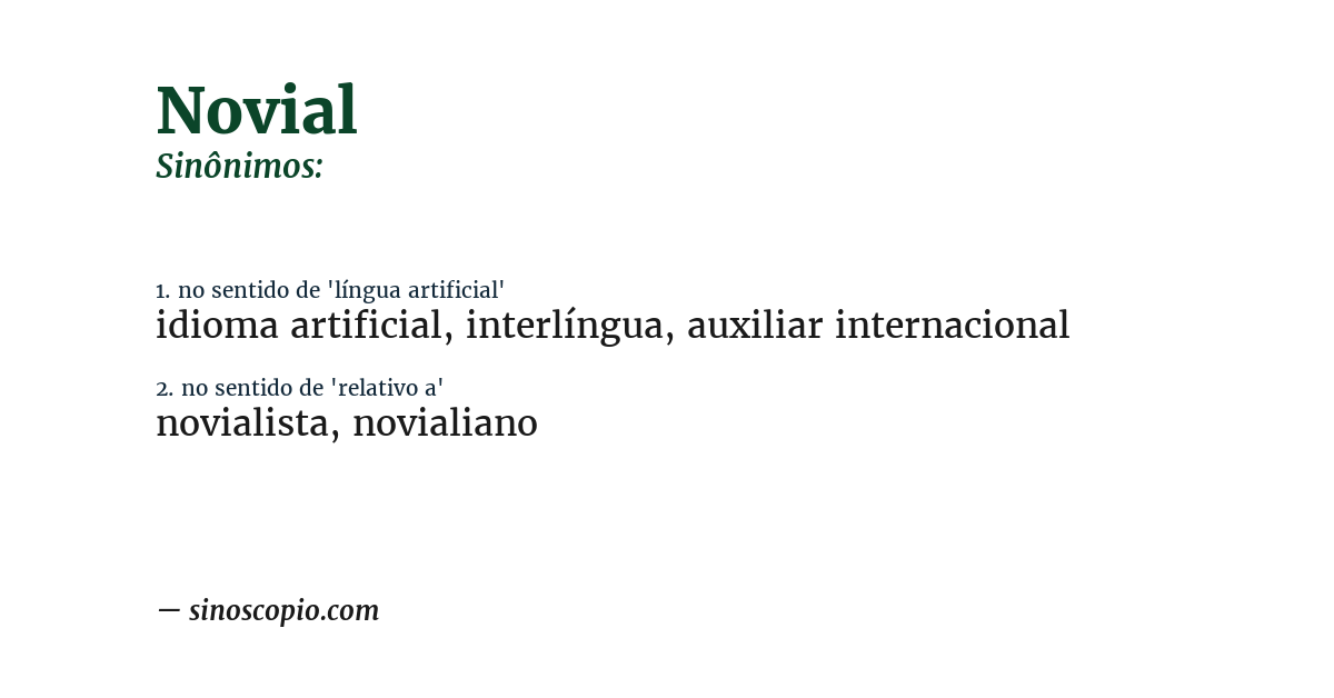 Sinônimo de novial
