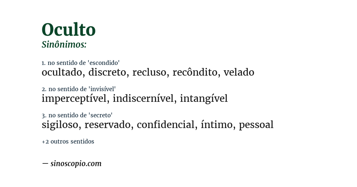 Sinônimo de oculto