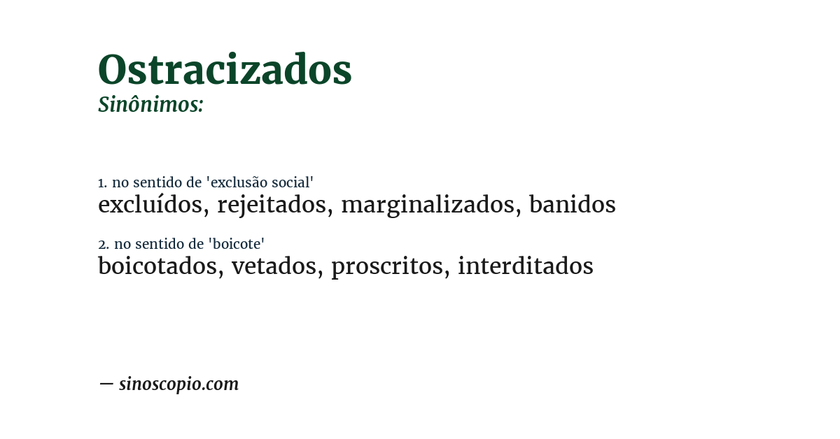 Sinônimo de ostracizados