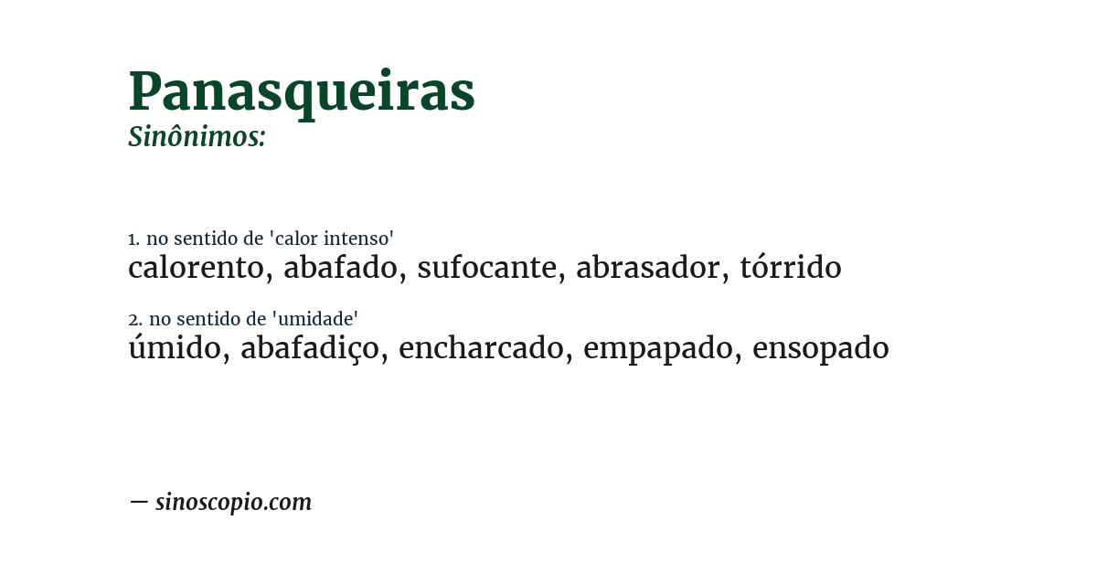 Sinônimo de panasqueiras