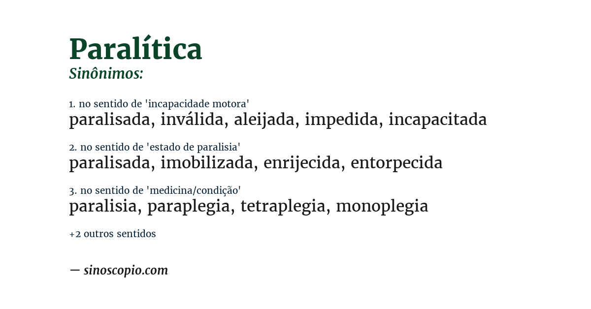 Sinônimo de paralítica