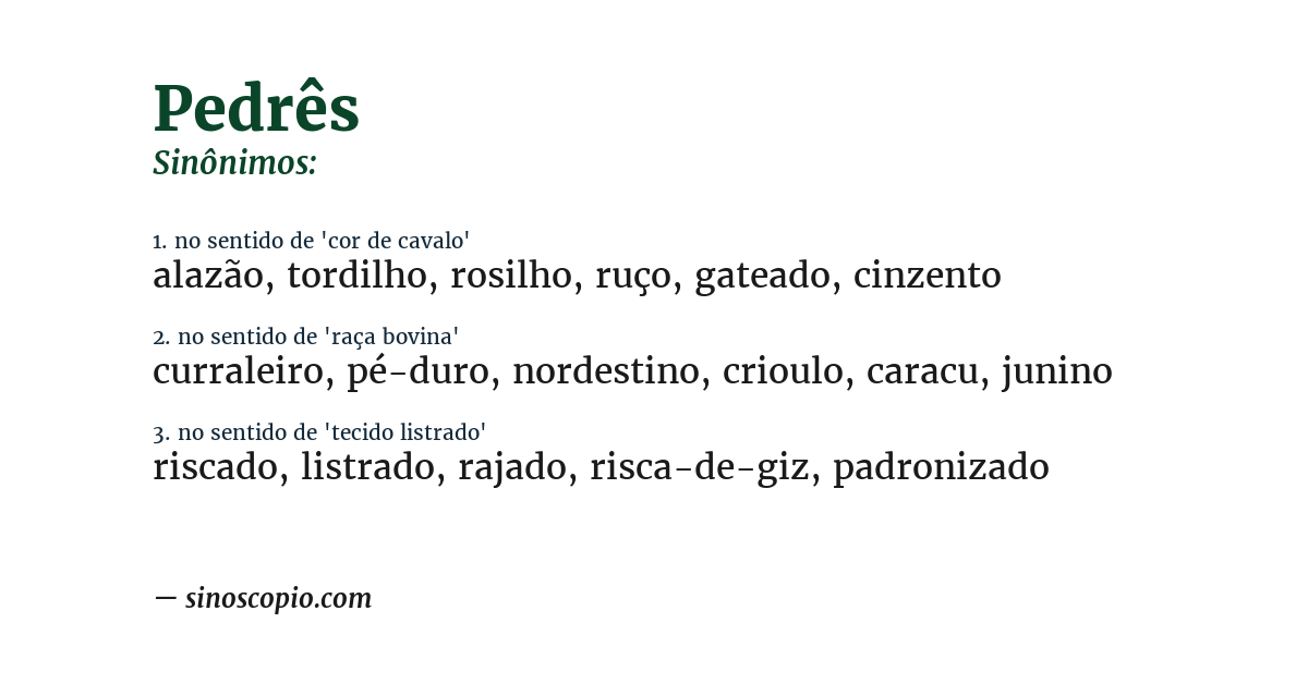 Sinônimo de pedrês
