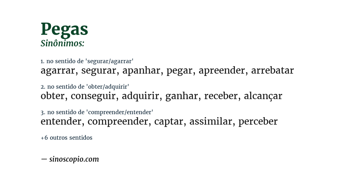 Sinônimo de pegas