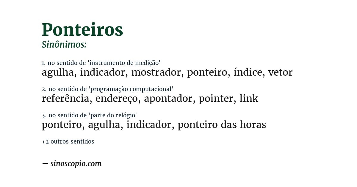 Sinônimo de ponteiros
