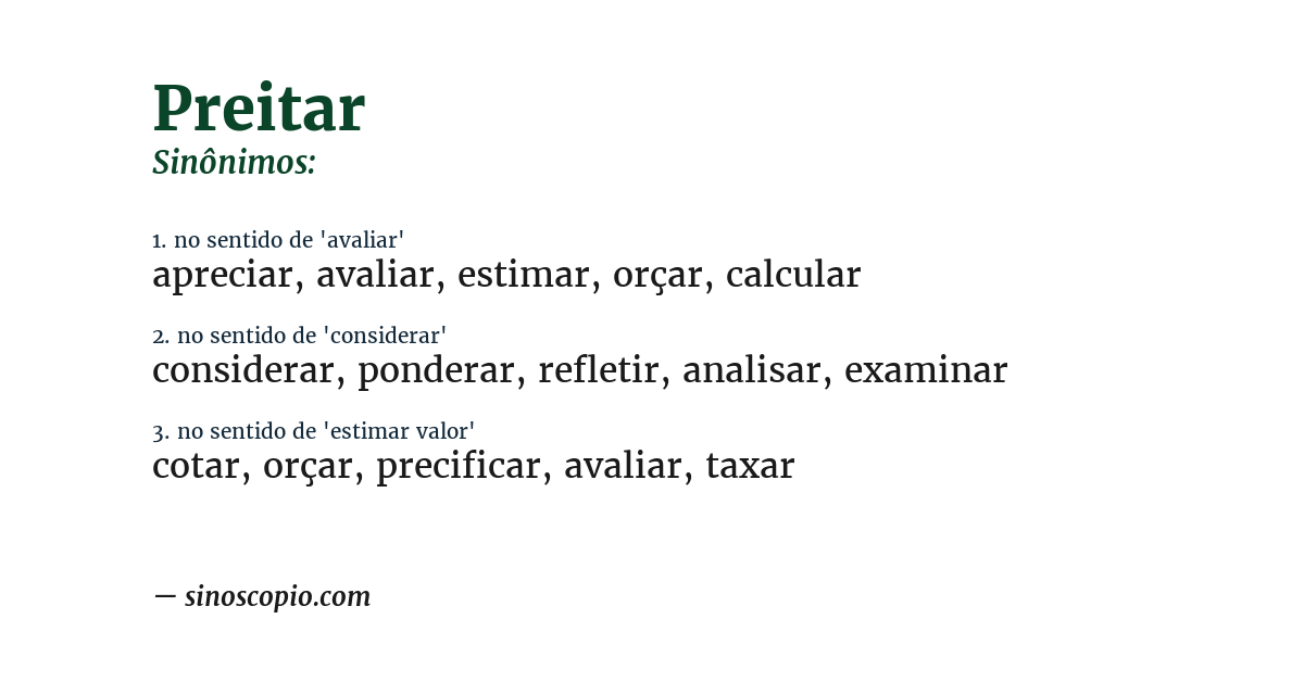 Sinônimo de preitar