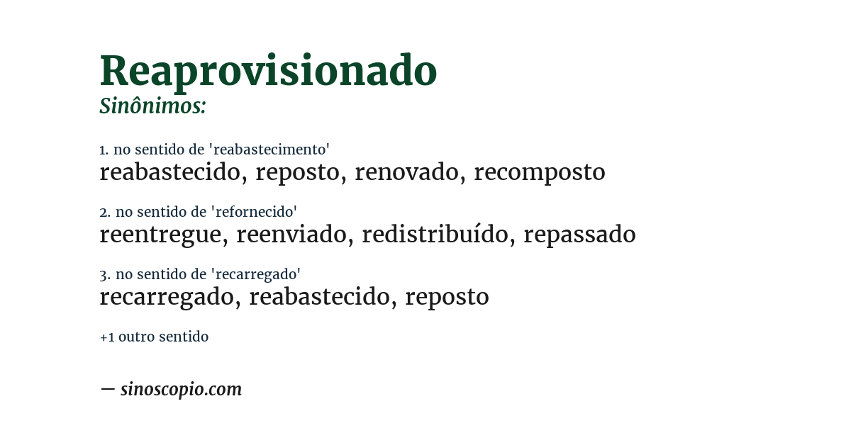 Sinônimo de reaprovisionado