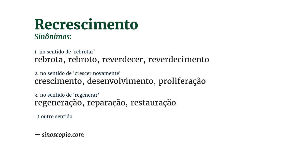 Sinônimo de recrescimento