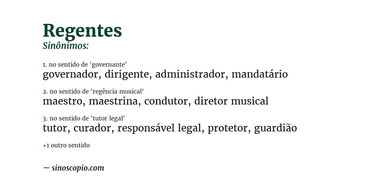 Sinônimo de regentes