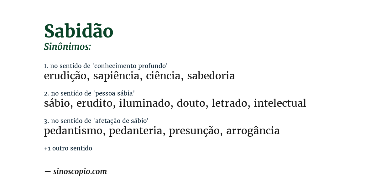 Sinônimo de sabidão