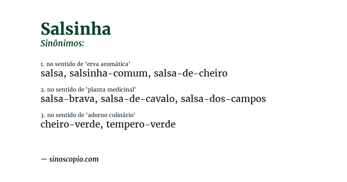 Sinônimo de salsinha